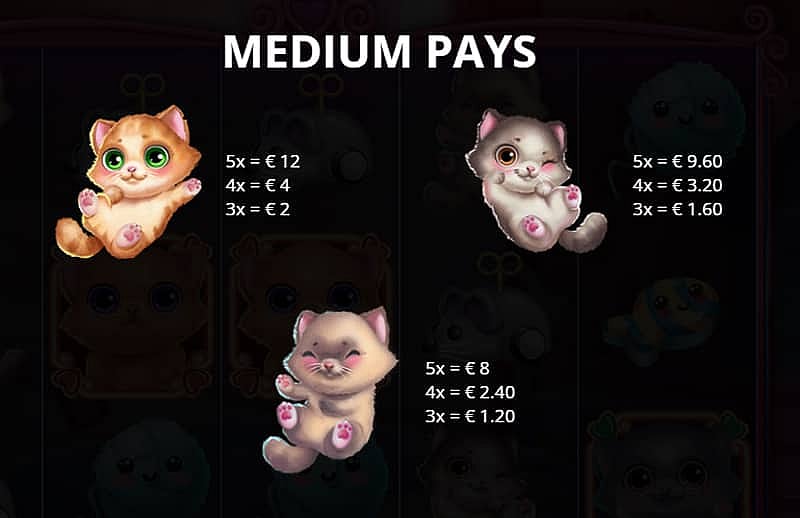 Aww, So Cute slot paytable: medium pays