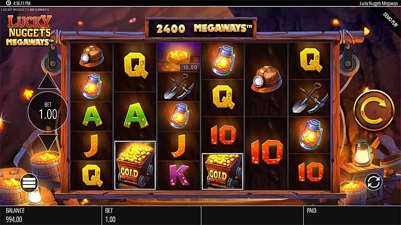 Play Lucky Nuggets Megaways Slot for Free or Real Money at PlayFrank Casino