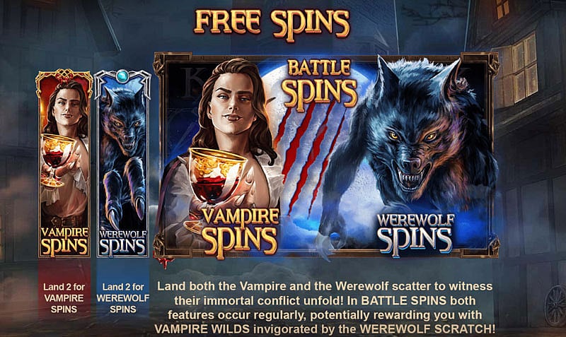 Free Spins and Battle Spins: Transylvania Night of Blood Slot